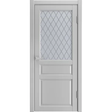 Межкомнатная дверь экошпон Emalit 3 светло-серый со стеклом