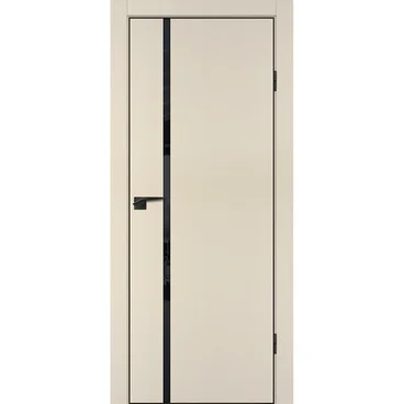 Межкомнатная бежевая дверь ПЭТ P-22 кромка ABS черная со стеклом