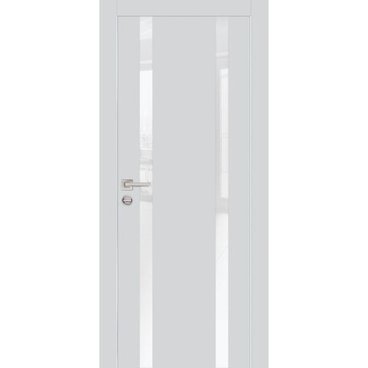 Межкомнатная дверь экошпон PX-9 агат с AL кромкой стекло Lacobel белоснежный
