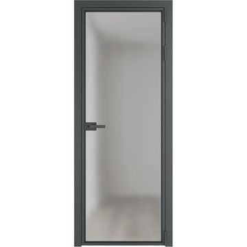 Алюминиевая межкомнатная дверь 1AХ серая ночь остеклённая