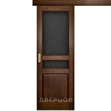 Межкомнатная раздвижная одностворчатая дверь ОКА Валенсия античный орех остекленная