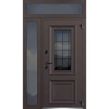 Входная двустворчатая дверь Исландия Термо AG 6004 RAL 8019 шоколад RAL 9016 белый L тип 5