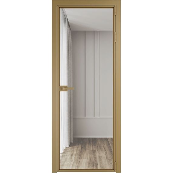 Алюминиевая межкомнатная дверь 1AХ золото остеклённая