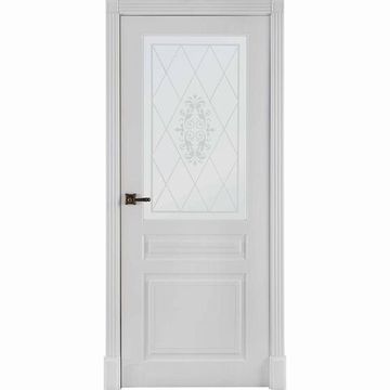 Межкомнатная дверь эмаль Турин белая остеклённая