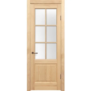 Межкомнатная дверь массив сосны Дверцов Ливорно под покраску остеклённая с решёткой