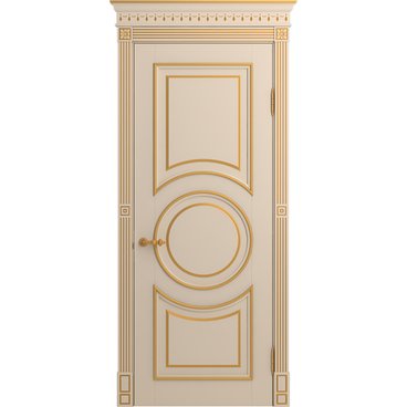 Межкомнатная дверь массив бука Viporte Лацио Амбиенте ваниль патина золото глухая