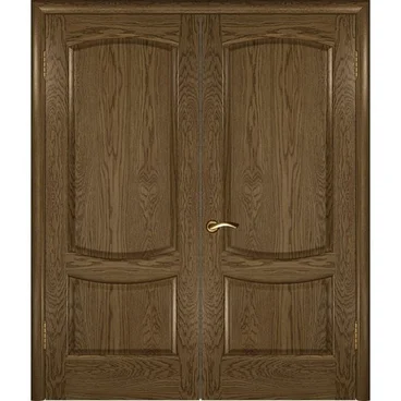 Межкомнатная дверь шпон Лаура 2 светлый морёный дуб распашная двустворчатая без стекла