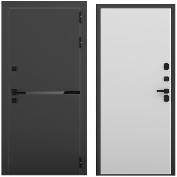 Входная дверь Горизонт чёрный кварц панель гладкая манхеттен