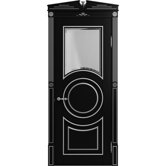 Межкомнатная дверь массив бука Viporte Лацио Амбиенте нуар патина серебро остекление 1