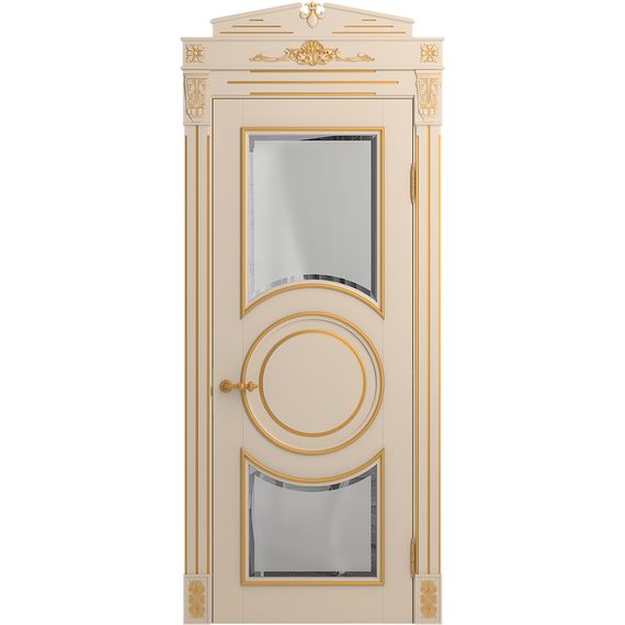 Межкомнатная дверь массив бука Viporte Лацио Амбиенте ваниль патина золото остекление 5