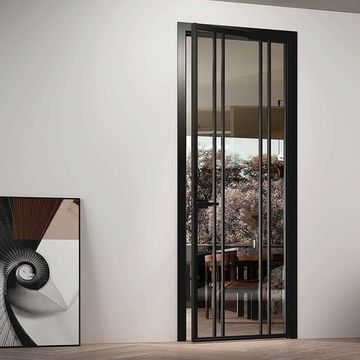 Межкомнатная алюминиевая дверь Loft-S 19 стекло прозрачное бесцветное