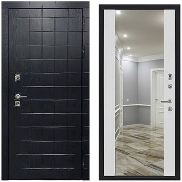 Входная дверь Сенатор Плюс ПВХ альберо Black панель зеркало INFINITY