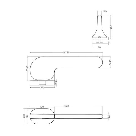 Размеры дверной ручки JASPER MOV