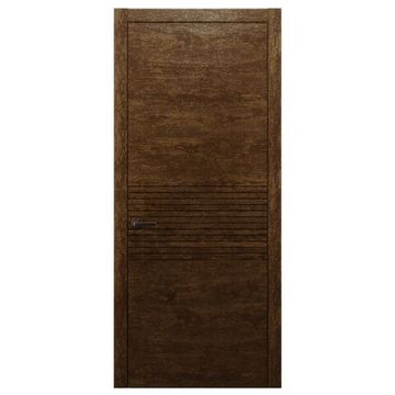 Межкомнатная дверь массив дуба Alvero Флэт-II орех золотой глухая