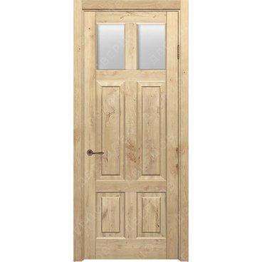 Межкомнатная дверь массив дуба с сучком Дверцов Граттери ПО-2-1 остеклённая