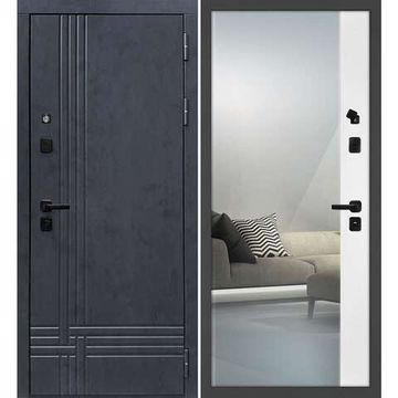 Входная дверь Осло бетон антрацит панель зеркало оптима макси