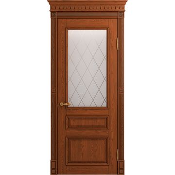 Межкомнатная дверь массив ясеня Viporte Рим табачный остеклённая