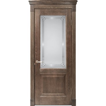 Межкомнатная дверь массив дуба Alvero Шале винтаж остеклённая