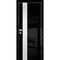 Фото межкомнатной двери экошпон HGX-10 чёрный глянец с алюминиевой кромкой с 4-х сторон стекло Matelac белый