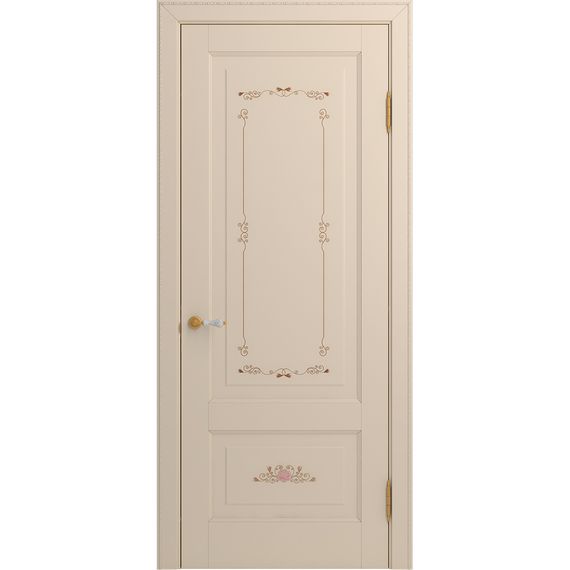 Межкомнатная дверь массив бука Viporte Бьелла Арт ваниль патина золото глухая