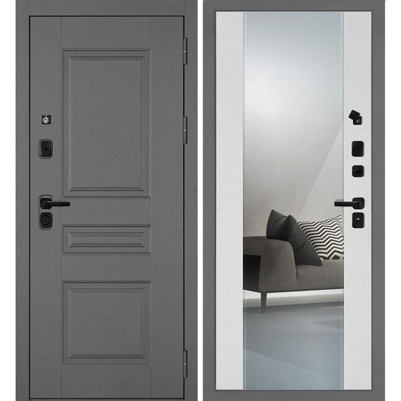 Входная дверь Октава-150 панель белоснежная зеркало