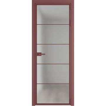 Алюминиевая межкомнатная дверь 5AХ красный антрацит остеклённая