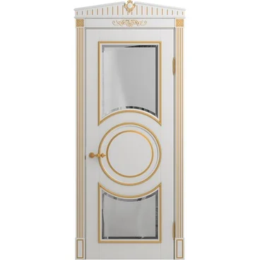 Межкомнатная дверь массив бука Лацио Амбиенте белая эмаль патина золото остекление 5