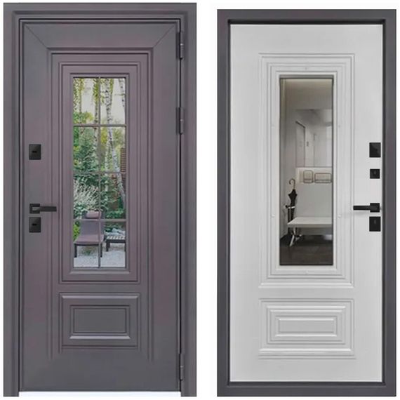 Входная уличная дверь Сибирь Термо муар меланж махагон ПВХ белый матовый