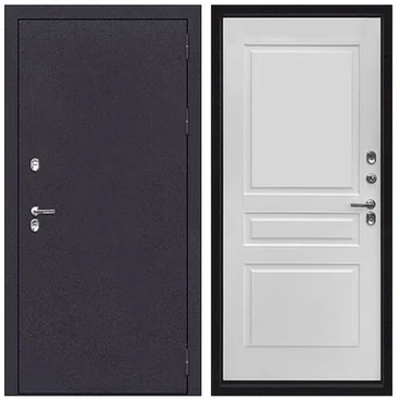 Входная уличная дверь Страж T-20 Термо букле графит ПВХ Velluto Bianco