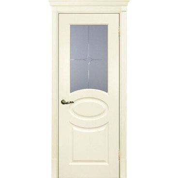 Межкомнатная дверь эмаль Текона Смальта 12 слоновая кость RAL 1013 остеклённая