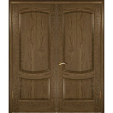 Межкомнатная дверь шпон Лаура 2 светлый морёный дуб распашная двустворчатая без стекла