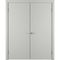 Фото глухой двухстворчатой распашной двери Флэт светло-серая эмаль