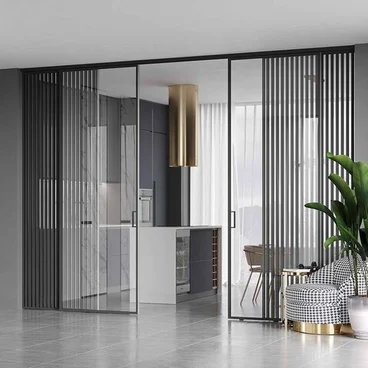 Алюминиевая стеклянная перегородка Классическая 1AG - 11AG смоки стекло прозрачное