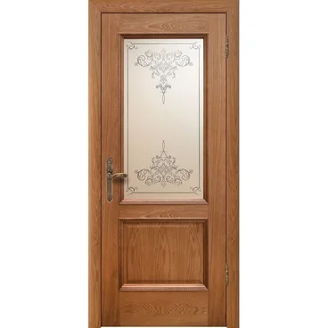 Межкомнатная дверь шпон Эллада дуб натуральный остеклённая