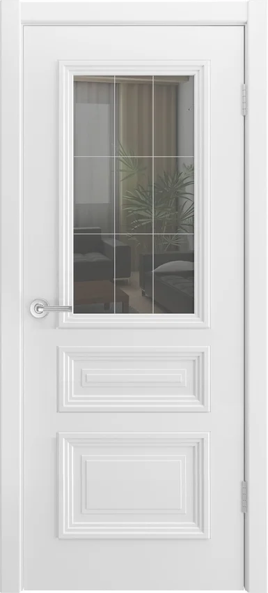 Межкомнатная дверь эмаль Скалино 5 белая со стеклом