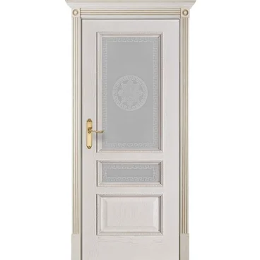 Межкомнатная дверь шпон Вена белая патина с стекло Версаче