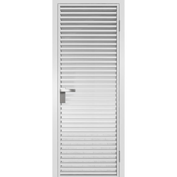 Межкомнатная алюминиевая дверь 12AG белая матовая RAL 9003 остеклённая