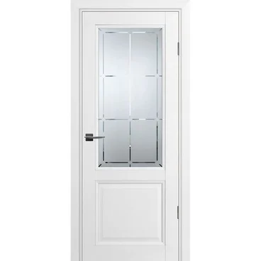 Межкомнатная дверь экошпон PSU-37 белая остеклённая