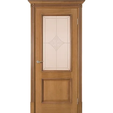 Межкомнатная дверь шпон Шервуд дуб античный стекло ромб бронза