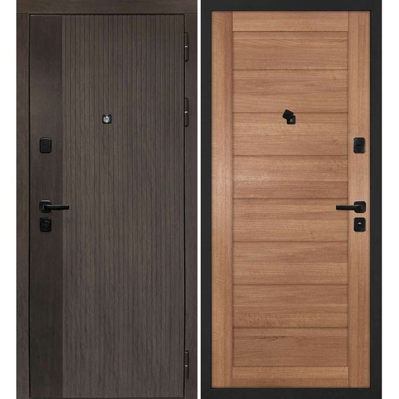Входная дверь Вертикаль дымчатый камень дуб морёный панель сборная миндаль