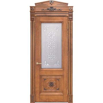 Дверь массив дуба Монако табачный остеклённая