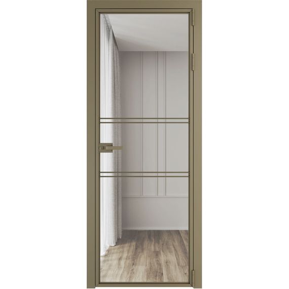 Алюминиевая межкомнатная дверь 2AХ шампань остеклённая