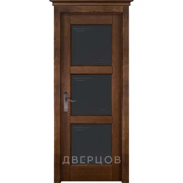 Межкомнатная дверь массив ольхи ОКА Турин античный орех остеклённая