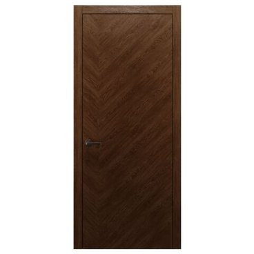 Межкомнатная дверь массив дуба Alvero Флэт-IХ табачный глухая