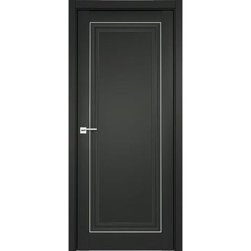 Межкомнатная дверь Прадо 2 винил чёрный молдинг серебро глухая
