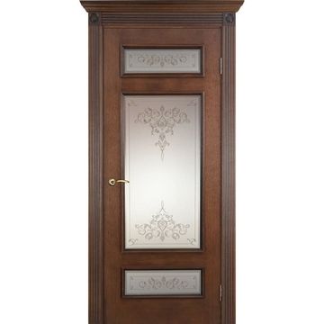 Межкомнатная дверь шпон Рим коньяк светлый стекло Кристалл 3