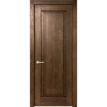 Межкомнатная дверь массив дуба без сучка Дверцов Кастро глухая дуб табак