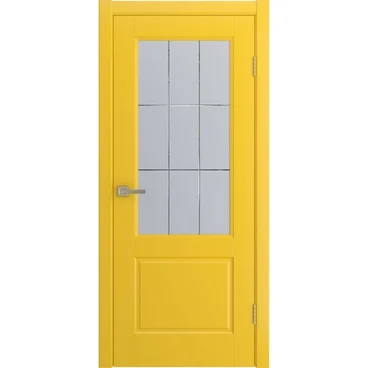 Межкомнатная дверь Патриция желтая эмаль RAL 1018 со стеклом