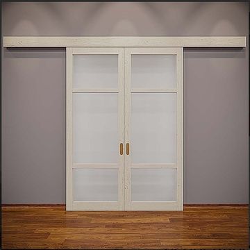 Раздвижная межкомнатная перегородка массив дуба с двумя створками цвет белёный дуб