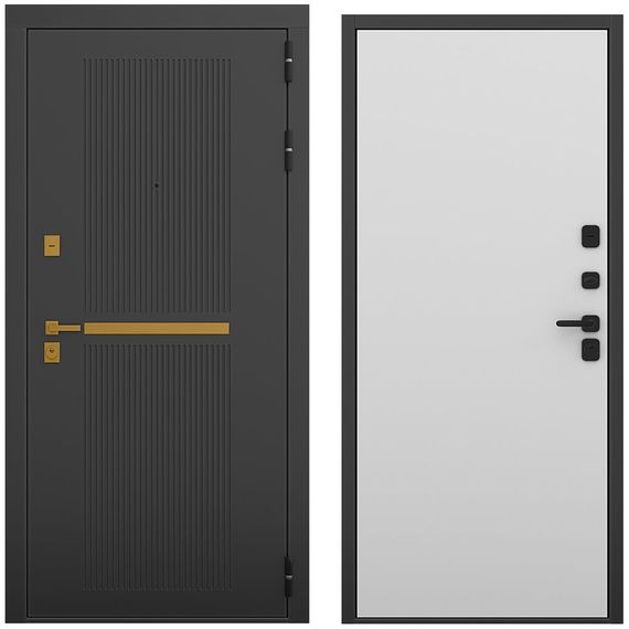 Входная дверь Артдеко чёрный силк панель гладкая манхеттен